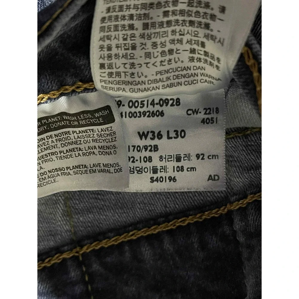 Levi's 514 Jeans Mens 36x30 Blue Straight Fit Denim Medium Wash 00514-0928‎
